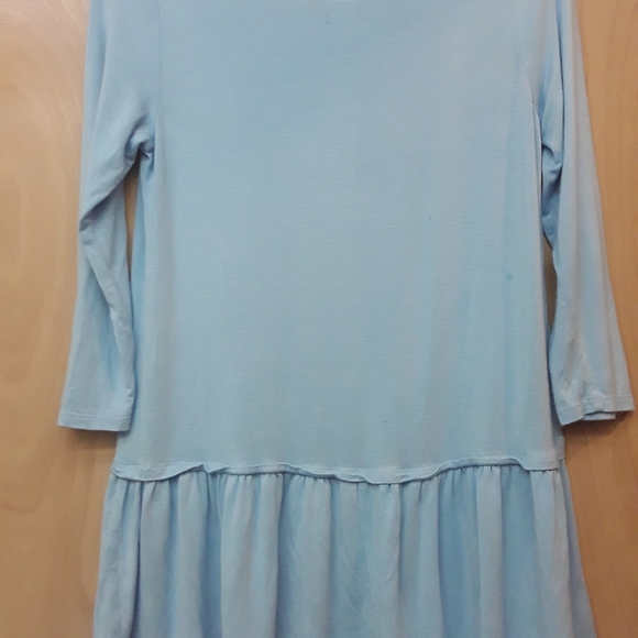 Blue Audge Podge tiered flowy boho top L - Picture 2 of 5